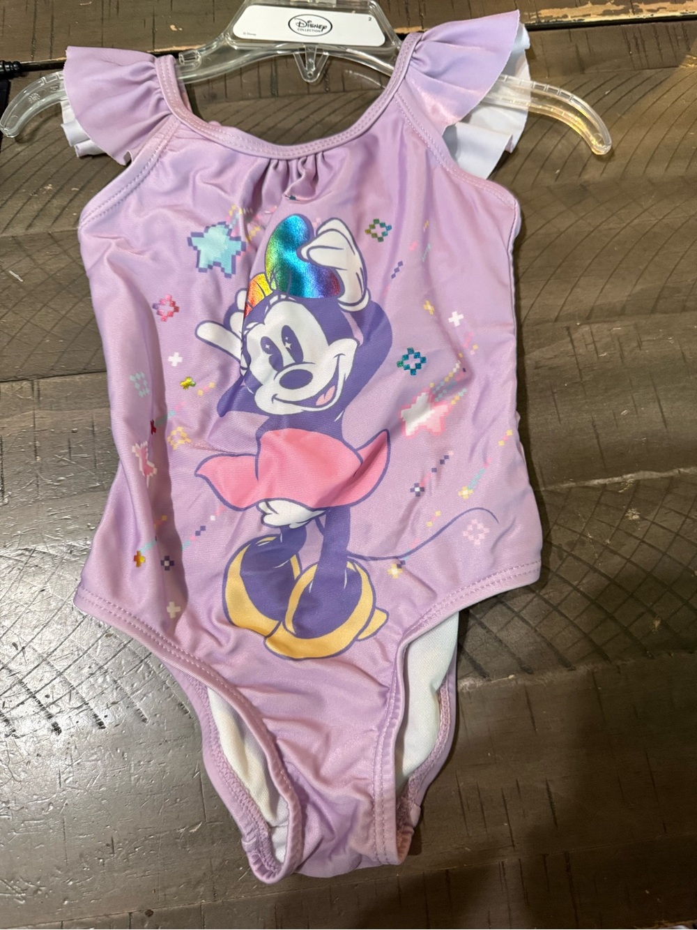 Disney Lavender Minnie Mouse One-Piece Swimsuit with Iridescent Accents